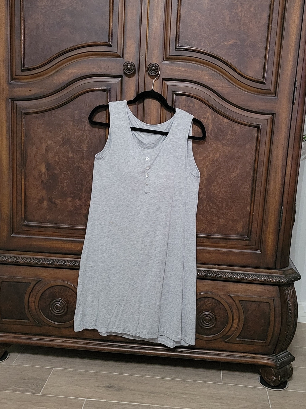 Sleeveless Gray Button-Front Women's Dress